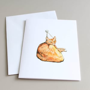Carte d’anniversaire, Carte de chat, Carte de chat au gingembre, Illustration de chat, Anniversaire de chat