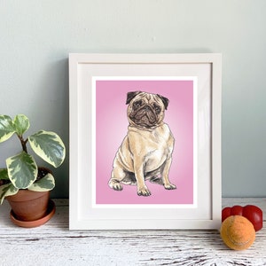 Pug Print - Pug Poster - Pug Gift - Dog Art Print - Pug Art Print - Pug Mom Gift - Pug Dad Gift - Kids Pug