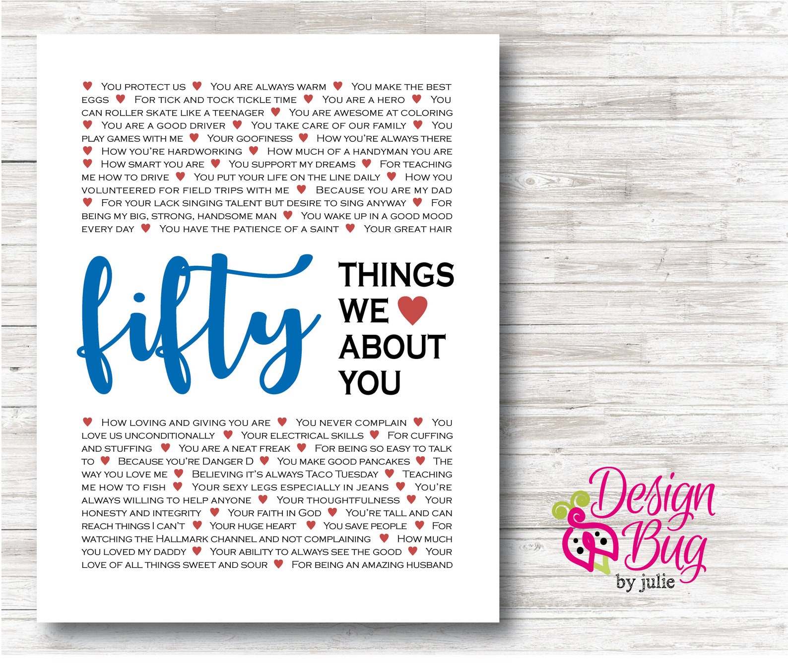 40 Reasons We Love You - Poster - Etsy Australia