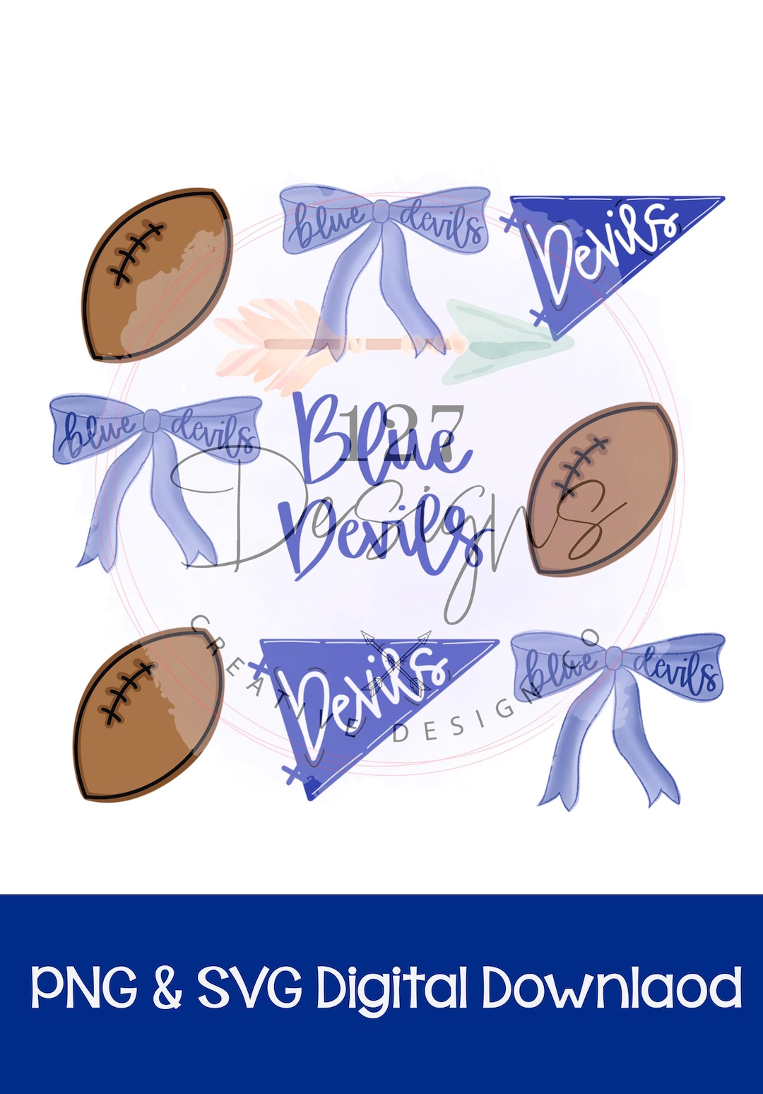 Blue Devil Football Png, Blue Devil Football Svg, Blue Devils, Football ...