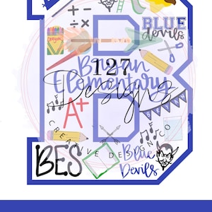 Elementary block letter png, elementary spirit letter png, Bryan elementary, elementary school shirt design, elementary school png svg,