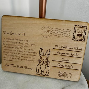 Messaggio dalla cartolina del coniglietto pasquale / Biglietto di arrivo personalizzato del coniglietto pasquale / Dolcetto pasquale per bambini / Istruzioni per la caccia alle uova di Pasqua