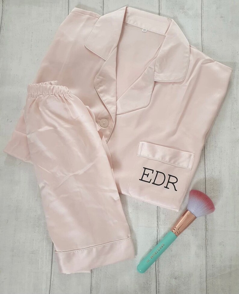 Personalised Satin Silk Pyjama Set Bride Bridesmaid Wedding Etsy