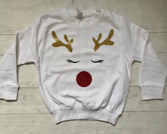 Girls reindeer top christmas jumper