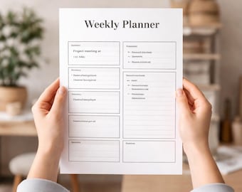 Minimalist Weekly Planner Printable | Productivity, Goals, Tasks (Digital Download)