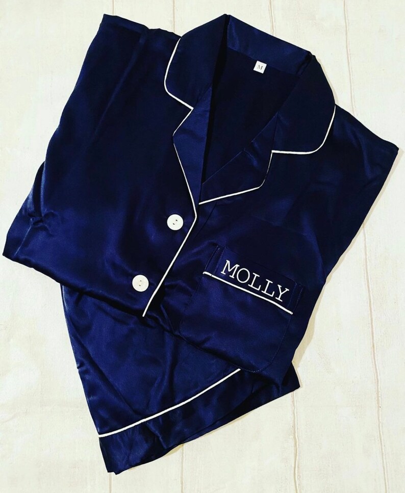 Personalised satin silk pyjama set bride bridesmaid wedding Etsy