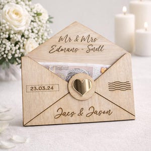 Sobre de madera personalizado para dinero de boda / Regalo de recuerdo personalizado