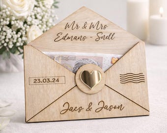 Personalised Wooden Wedding Money Envelope | Personalized Keepsake Gift