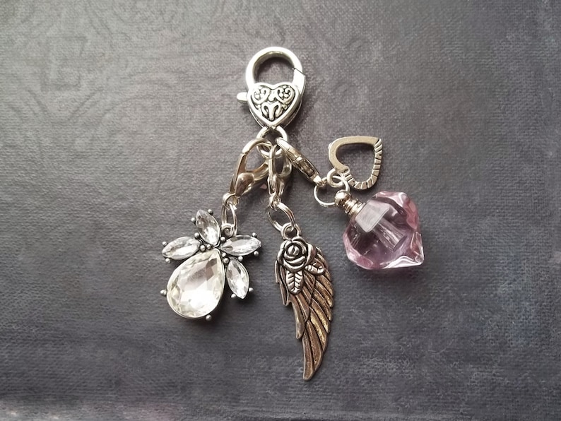 Locket Heart Urn Memorial Jewelry Cremation Angel Rhinestone Pink Urn Human Ashes Pendant Pink Heart Keychain Locket Fillable Wing Charm