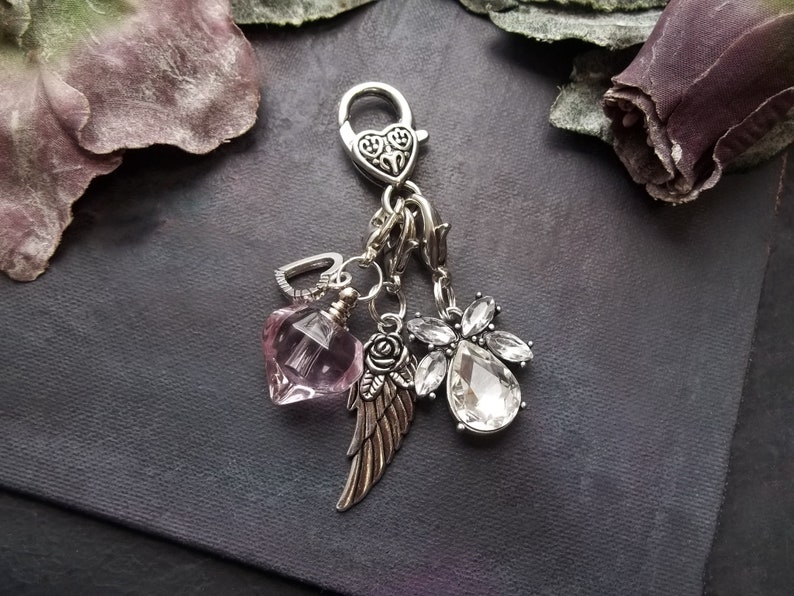 Locket Heart Urn Memorial Jewelry Cremation Angel Rhinestone Pink Urn Human Ashes Pendant Pink Heart Keychain Locket Fillable Wing Charm
