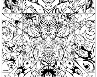 Fragment 59 – Fragments of Form | Printable Adult Coloring Page Digital Download