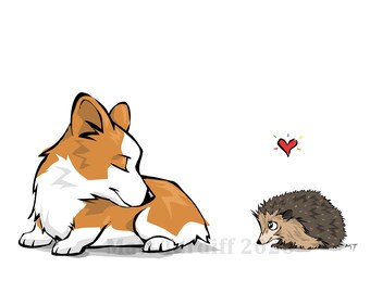 Hedge hog and Corgi pal