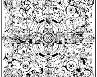 Fragment 57 – Fragments of Form | Printable Adult Coloring Page Digital Download