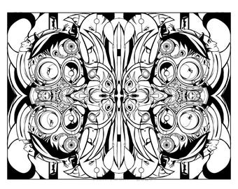 Fragment 41 – Fragments of Form | Printable Adult Coloring Page Digital Download