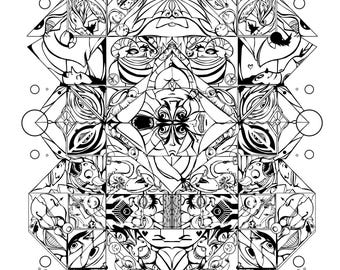 Fragment 67 – Fragments of Form | Printable Adult Coloring Page Digital Download