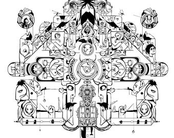 Fragment 63 – Fragments of Form | Printable Adult Coloring Page Digital Download