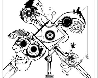 Fragment 53 – Fragments of Form | Printable Adult Coloring Page Digital Download