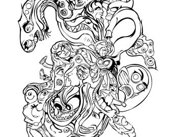 Fragment 71 – Fragments of Form | Printable Adult Coloring Page Digital Download