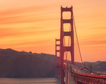Golden Gate Bridge Sunset  -  "Evening Commute" Architecture Photography - Fuji Crystal Archive Print - Digitally Signed and Numbered
