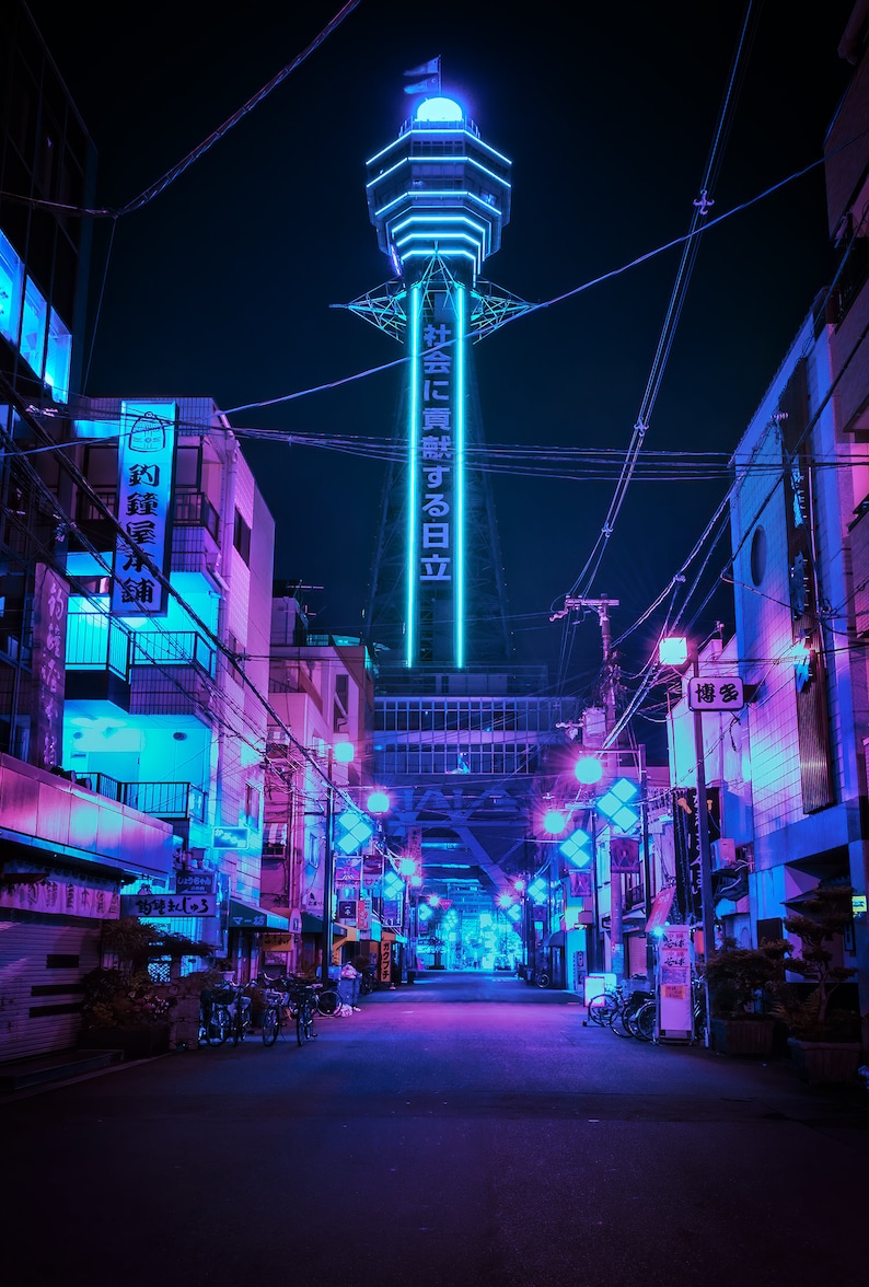 Cyberpunk Poster, Tokyo, Japan, Cyberpunk City, Photography Print, Wall decor image 2