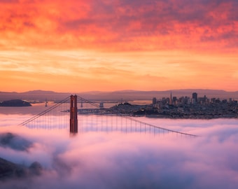 Limited Edition "Golden Gate Glows" Golden Gate Bridge Photography - Fuji Crystal Print - Digitally Signed and Numbered