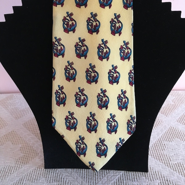 J. Garcia Yellow Necktie with Blue and Red Design