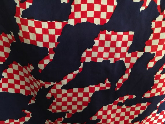 Red, White and Blue Houndstooth Check Scarf - image 4