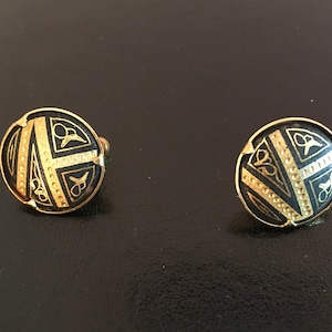 Vintage Damascene Screwback Earrings