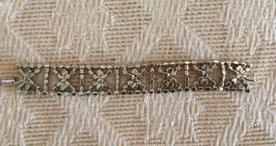 Wide Vintage Rhinestone Bracelet - image 4