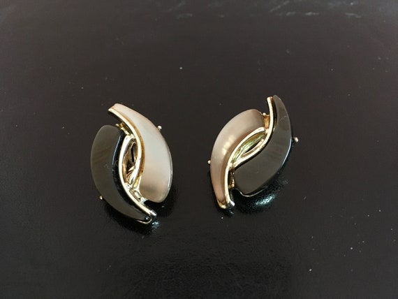 Brown and Beige Thermoset Earrings - image 4