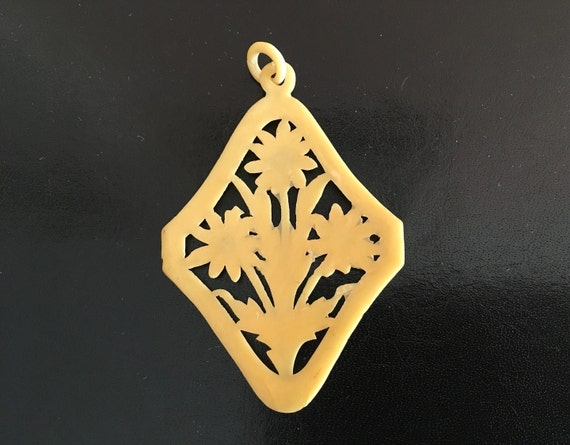 Delicate Floral Celluloid Pendant - image 2