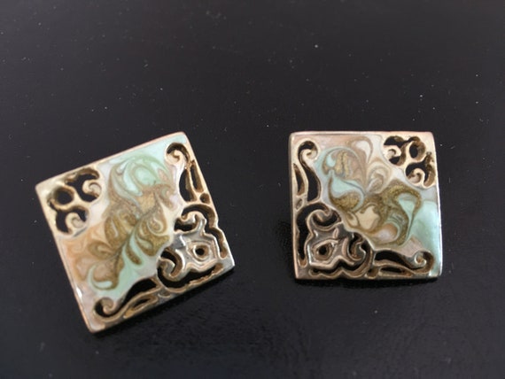 New Price! Open Work Enamel Earrings - image 1