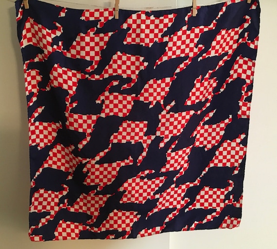 Red, White and Blue Houndstooth Check Scarf - image 1