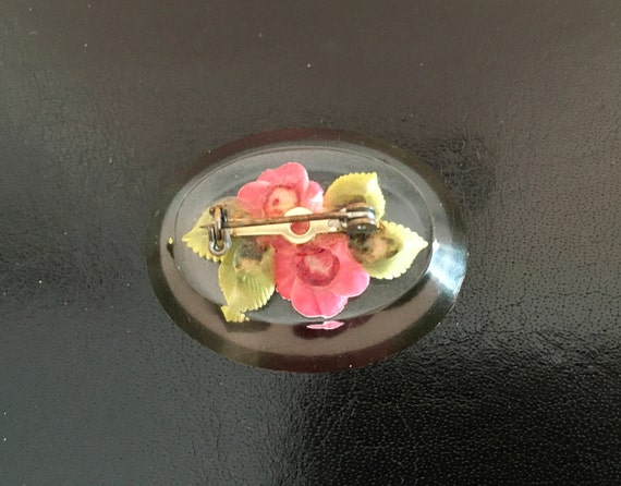 Lucite Red Flower Brooch - image 2