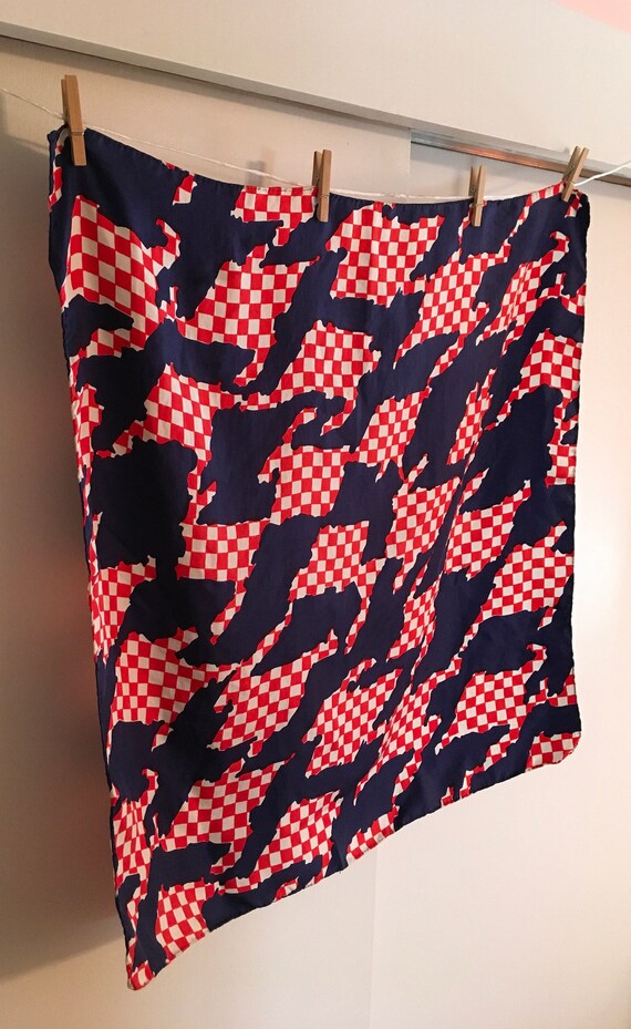 Red, White and Blue Houndstooth Check Scarf - image 2