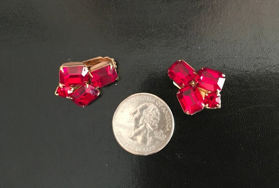 Vintage Weiss Red Rhinestone Earrings - image 7