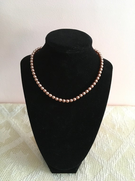 Vintage Dusty Rose Faux Pearl Necklace