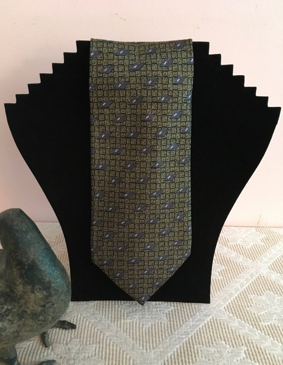 Bettini Black and Gold Geometric Necktie - image 1