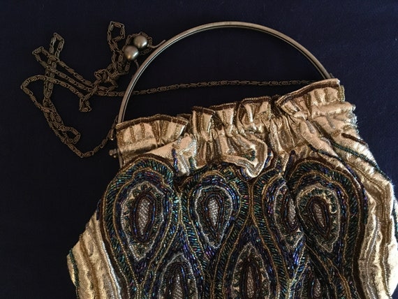 Gold Beaded Peacock Bag - image 9