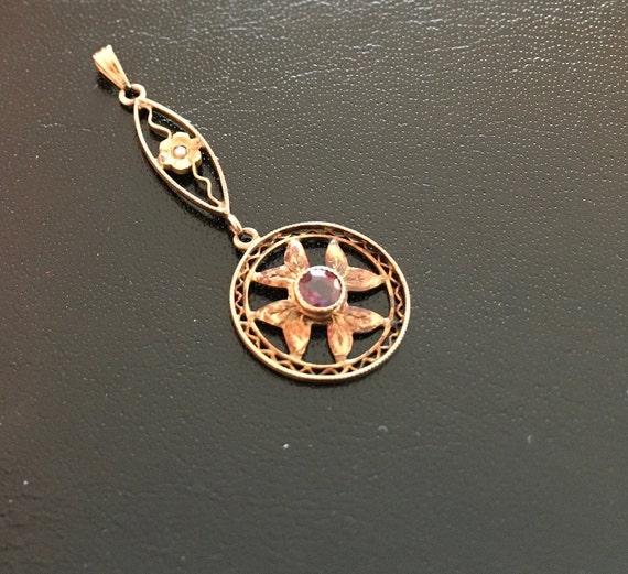 Tiny Antique Amethyst Pendant - image 4
