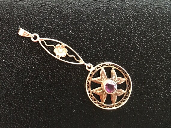 Tiny Antique Amethyst Pendant - image 1