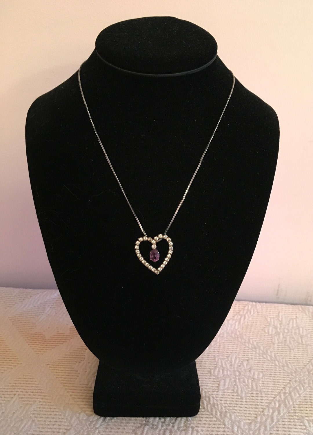 Rhinestone Heart Pendant - Etsy