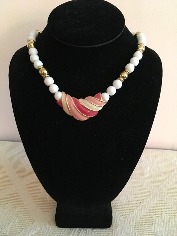 Napier Beaded and Enamel Swirl Necklace - image 1