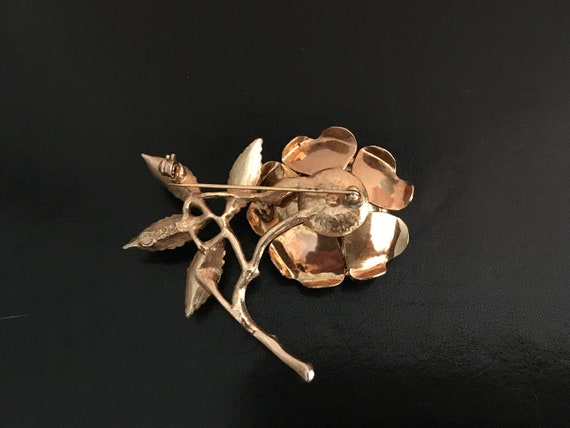 Sarah Coventry Orange Stone Flower Brooch - image 3