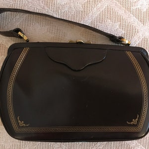 Cartera Vintage de Piel Grabada Marrón y Dorada