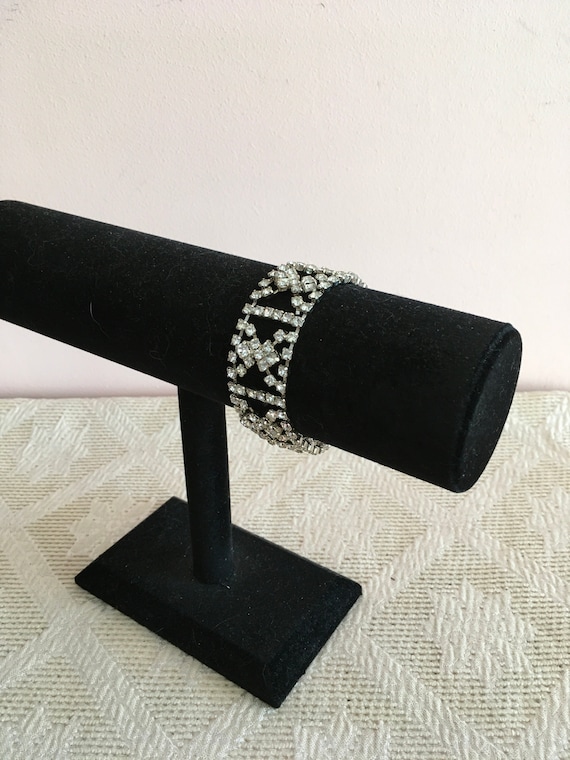 Wide Vintage Rhinestone Bracelet