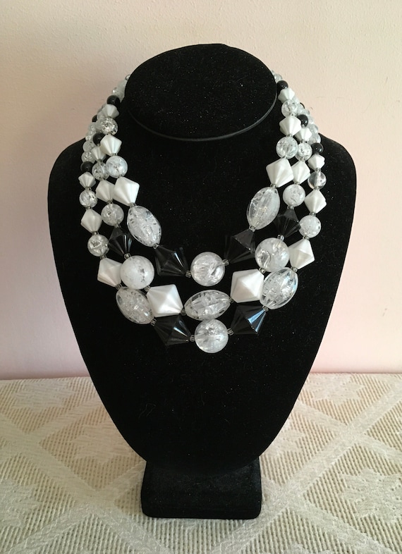 Vintage Black, White and Clear Necklace
