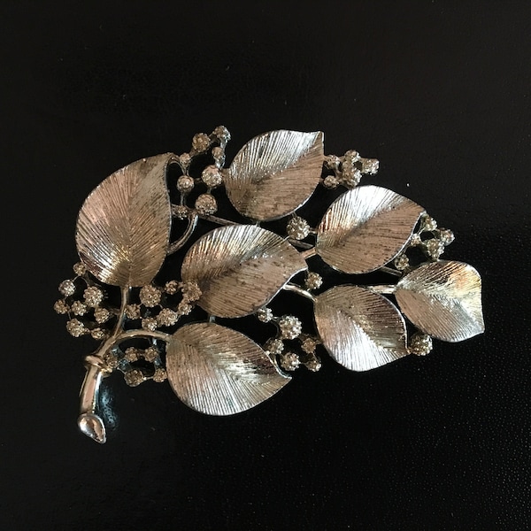 Lisner Silver Leaf Brooch