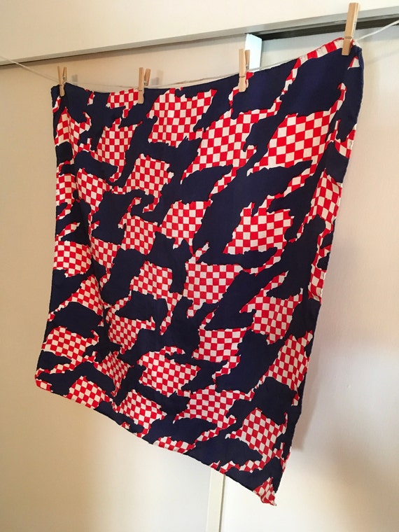 Red, White and Blue Houndstooth Check Scarf - image 3