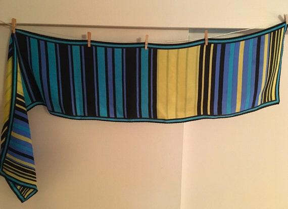 Blue, Black and Yellow Striped Scarf - image 1